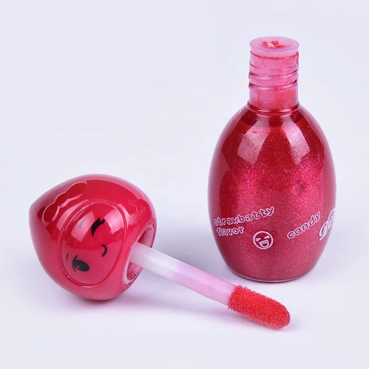 Latest arrival hot sale fruit candy flavor lip gloss cute shape glitter Waterproof shine liquid lip gloss
