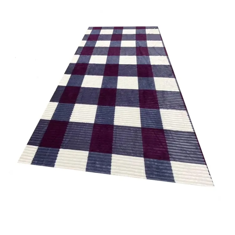 Winter classic black and white checkered double side flannel print strip fabric