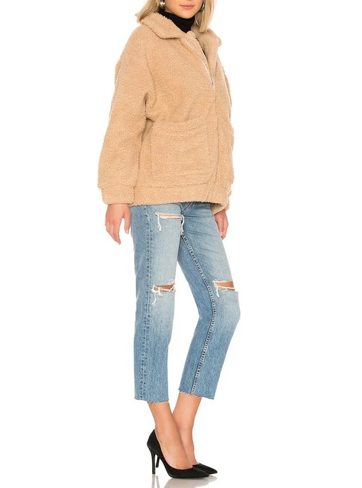 Winter heavy thick jacket women fleece warm coat fashion cool ladies windproof faux fur jacket