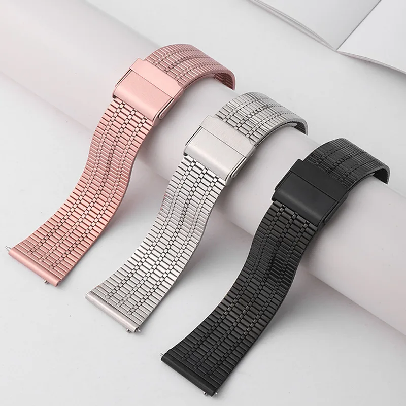 Arsenel universal 7 links 22mm stainless steel watch band for Samsung galaxy huawei GT thin slim wristband smart watch straps