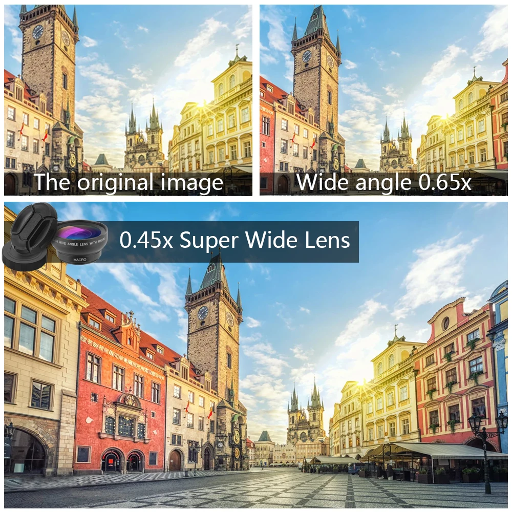 APEXEL 0.45X Wide Angle Lens 12.5X Macro Lens 2 in 1 Professional HD Cellphone Camera Lens Kit for Phone Android