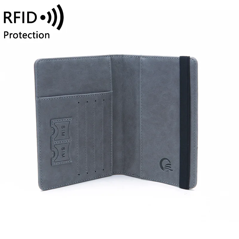 
High quality Leather card wallet passport pouch, RFID Blocking passport holder 