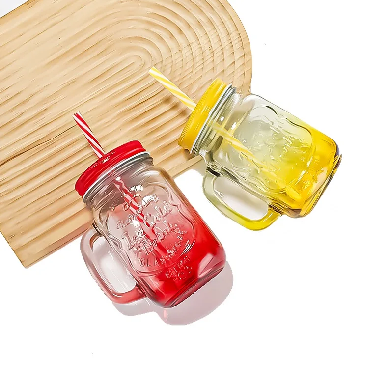 16oz Colorful Square Glass Mason Jar with Classic Design BPA Free and Eco-Friendly Bulk Buying Available for Party and Travel