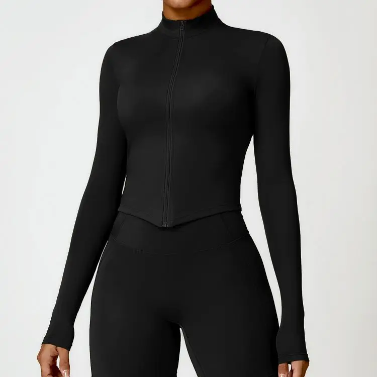 XIANGYU Sportswear Custom Logo Gym Blouson Cool Blazers Black Jacket For Women Long Sleeve Top