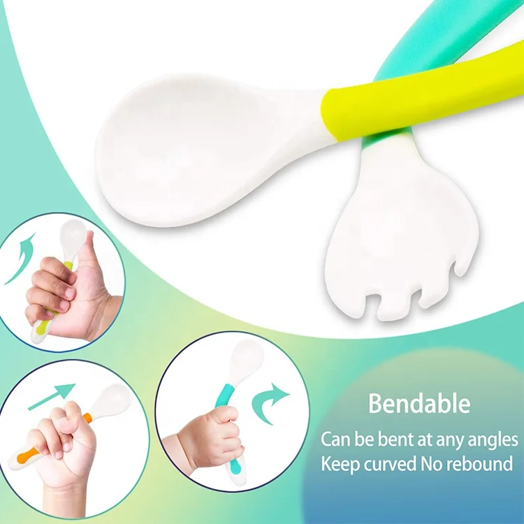 Изготовленная на заказ Гибкая детская вилка и ложка, комбинированные пищевые материалы, большая ложка, детская ложка, вилка, наборы столовых приборов BOOSMAI