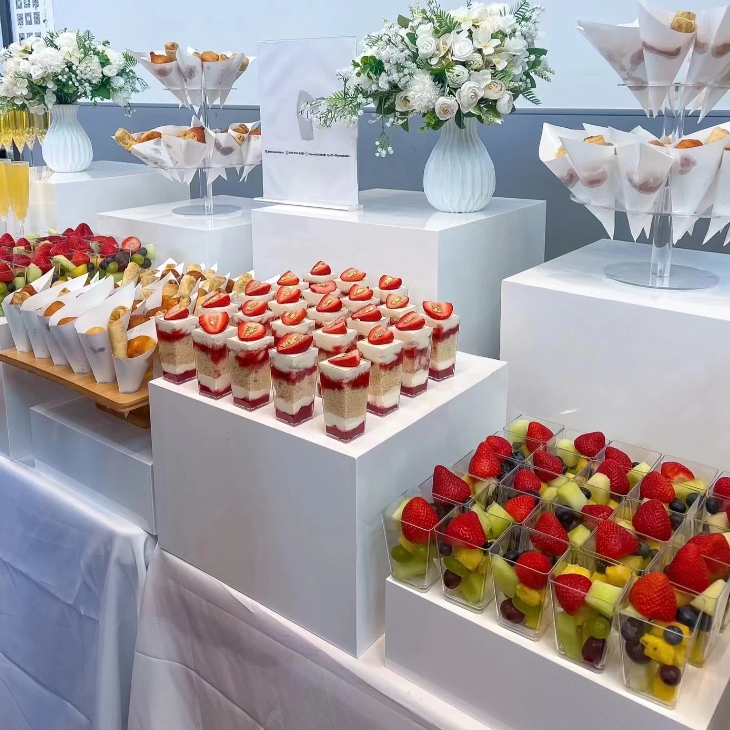dessert riser multifunction catering table stackable red display stand cube 40 x 40 white black acrylic buffet food risers