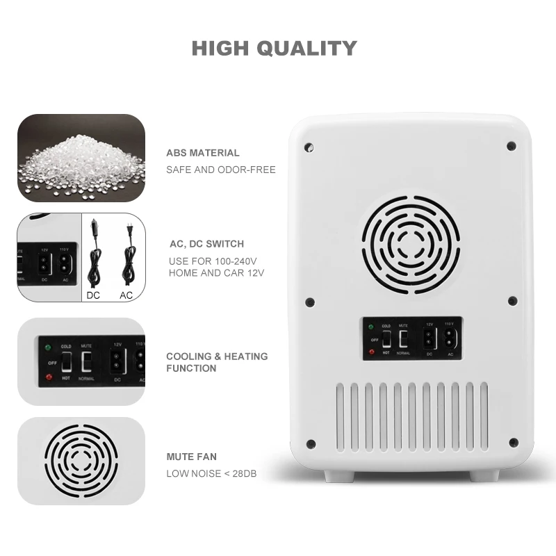 portable mini fridge cooler warmer with led mirror skincare refrigerator mini fridge 10 liter