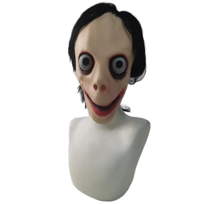 MOMO Mask Halloween scary Long black hair MoMo party mask Female Masks for Cosplay Costume Props Decoration