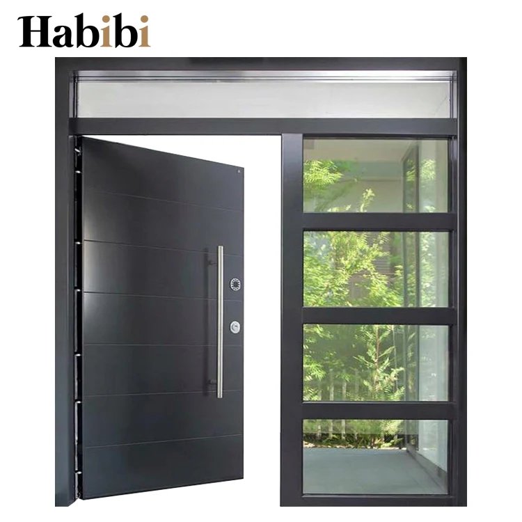 Modern Prehung Aluminum Steel Frames Glass Heat Insulate Main Entrance Entry Large Villa Front Door For House