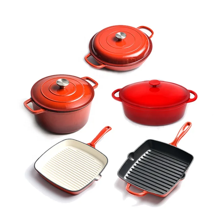 Cast iron pots set enameled cookware sets kitchen german enamel cast iron cookware
