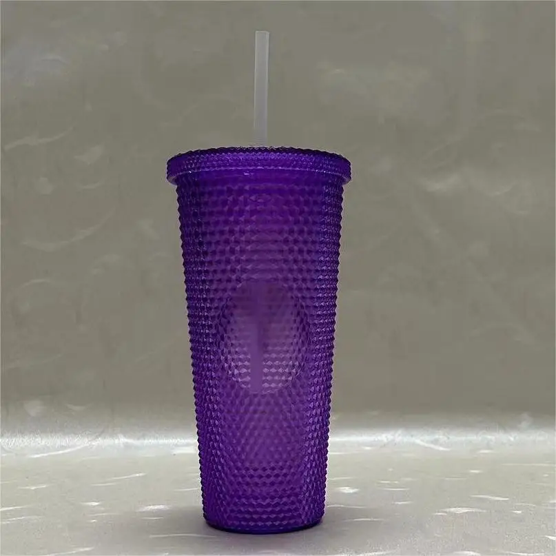 Hot Sale Reusable Diamond Drinking Cups 24 oz Multi Color Studded Tumbler with Lid and Straw