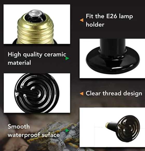 Customized 100W Far Infrared Ceramic Heating Bulb/Reptile lamp/Brooder lamp for Reptile/Pets/Poultry