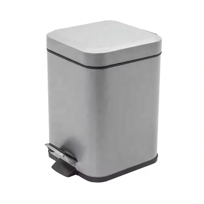 3L+20L Square Shape Trash Bin Set Metal Pedal Bin Stainless Steel Dustbin