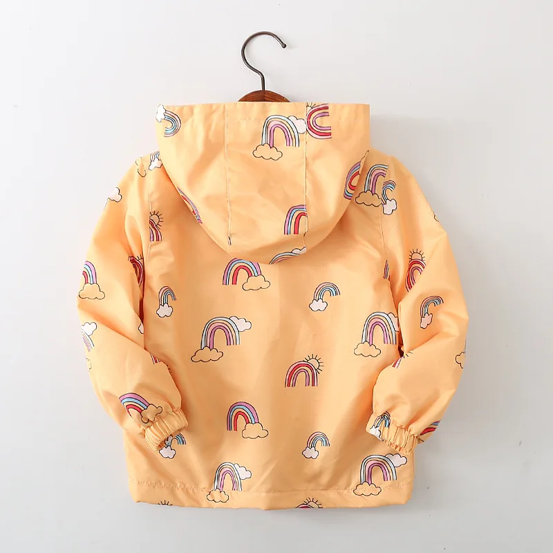 Yellow Winter Newest Kids Rainbow Printing Coats Girls Coats
