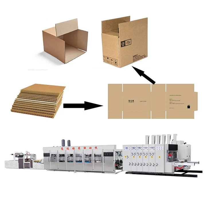 Full Automatic Carton Box Printing Slotting Die Cutting Machine Production Line For Carton Box
