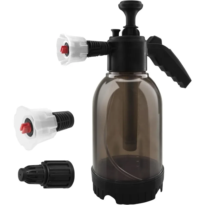 2L Hand Pump Foam Sprayer with 2 Types of Nozzle Hand Pneumatic Foam Cannon Snow Foam Car Wash Spray Bottle Car Window Cleaning