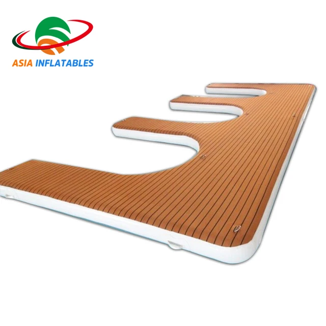 
Drop stitch material Teak inflatable platform floating pontoon, E shape inflatable jet ski dock 