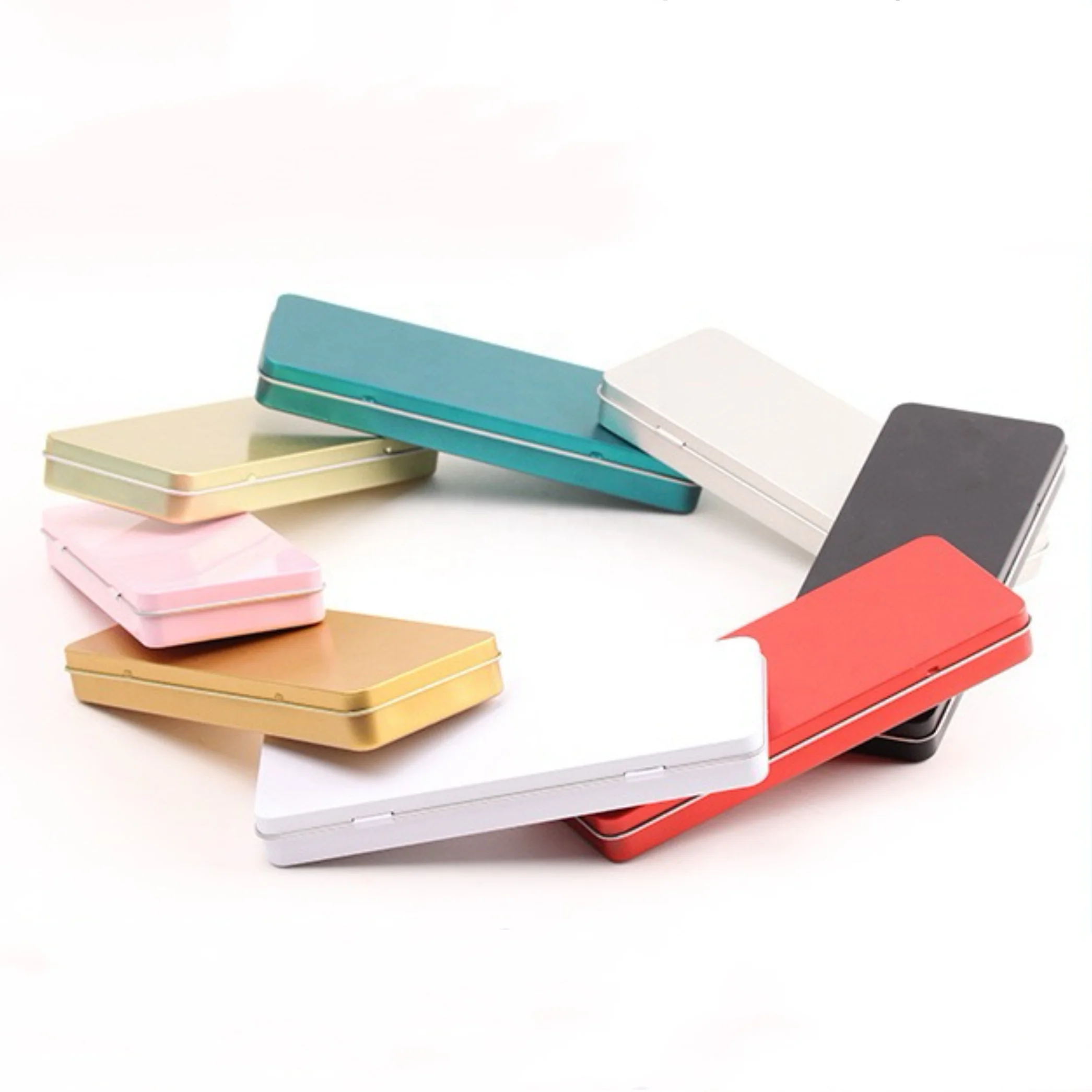 Bulk Hinged Lid Empty Crafts Cards Pencil Box Metal Boxes for Storage