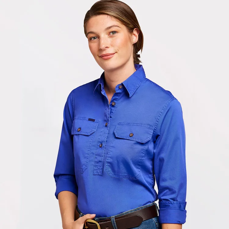 Work Wear Long Sleeve Shirts Australian Fashion Style Lady Western Country Cotton Twill Workwear Shirt