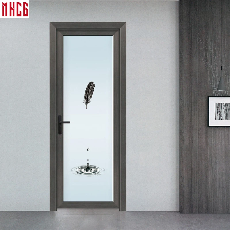 MHCG Aluminium Door Glass Bathroom Door with Double Glazed Tempered Forest Glass Metal Door