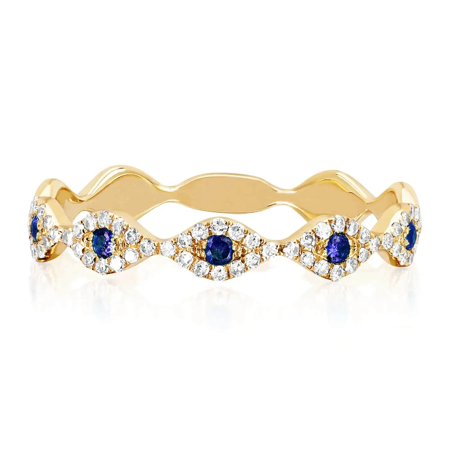 
Fashion jewelry multi sapphire evil eye ring gold stack rings for girls 