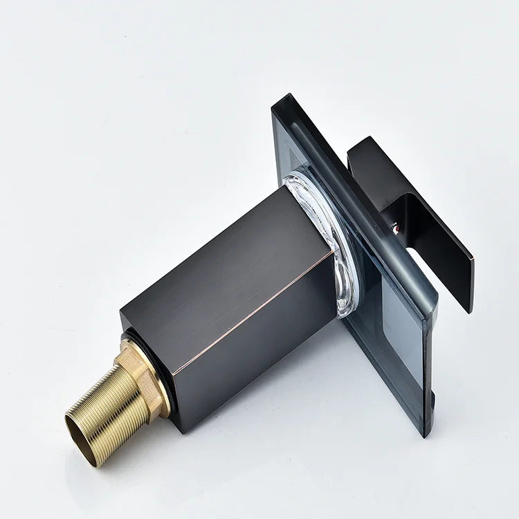 LED Basin Faucet Temperature Colors Change Bathroom Mixer Tap Deck Mounted Wash Sink Taps Hot And Cold Tap