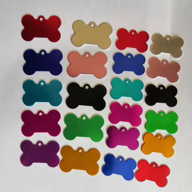 Hot Selling High Quality 10 Colors Anodized Aluminum Label Bone Shape Dog Tag Laser Pet Tag