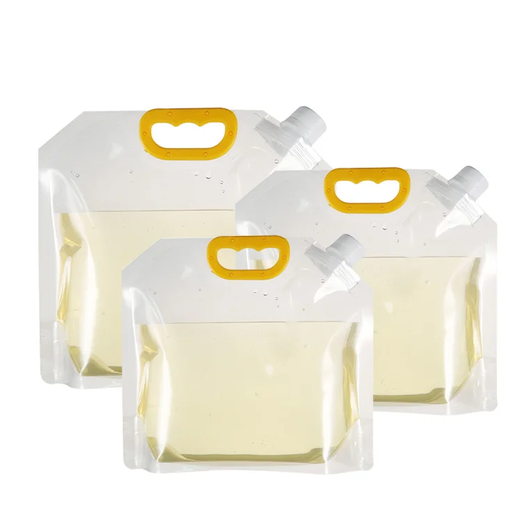 3L 5L Food-grade PET type Transparent Factory Customized catering use Big sizes Nozzle Pouches Plastic Handle