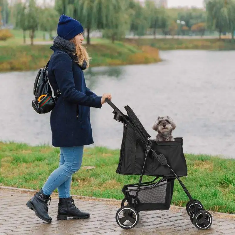 Wholesale Customized Four Wheels Luxury Folding Pet Stroller Cat Dog Stroller for Large Medium Small Dogs Cats