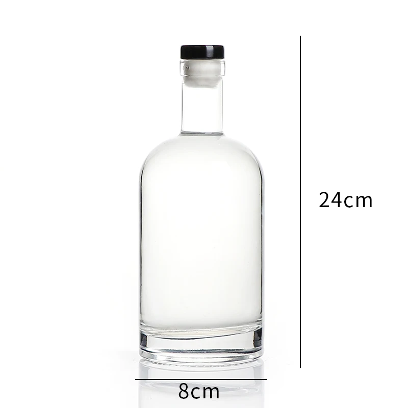 Hot sale 50ml 100ml 200ml 375ml 500ml 750 ml 1liter spirits vodka gin liquor glass bottle with cork or screw cap for sale