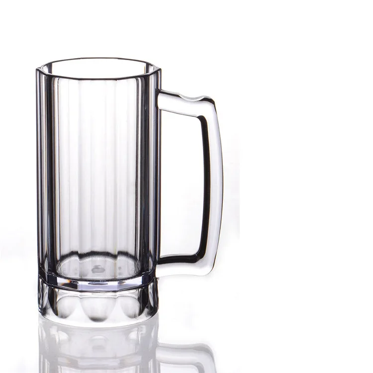 16oz BPA Free Thick Plastic Striped Beer Mug