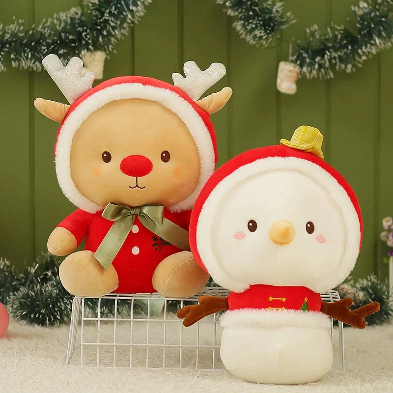 New Design Christmas Snowman Reindeer Stuffed Animals Plush Toys Merry Christmas Gift For Kids