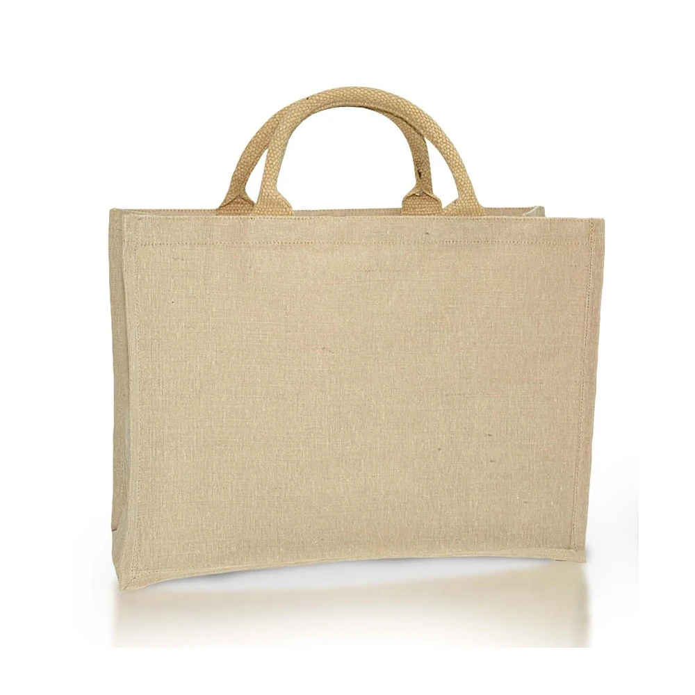 
Long Handle Laminated jute bag shopping Wholesale Cheap Burlap Hessian Jute Shopping Bag made by Indian Factory India 