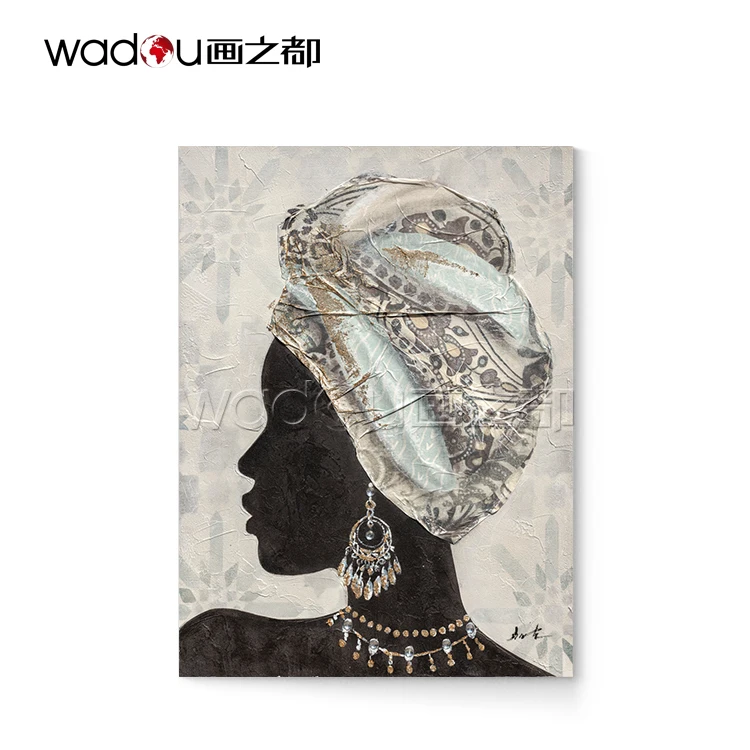 2022 Wholesale African Women Painting And Wall Art 100% Hand Paint Portrait Painting Picture For Wall Decor