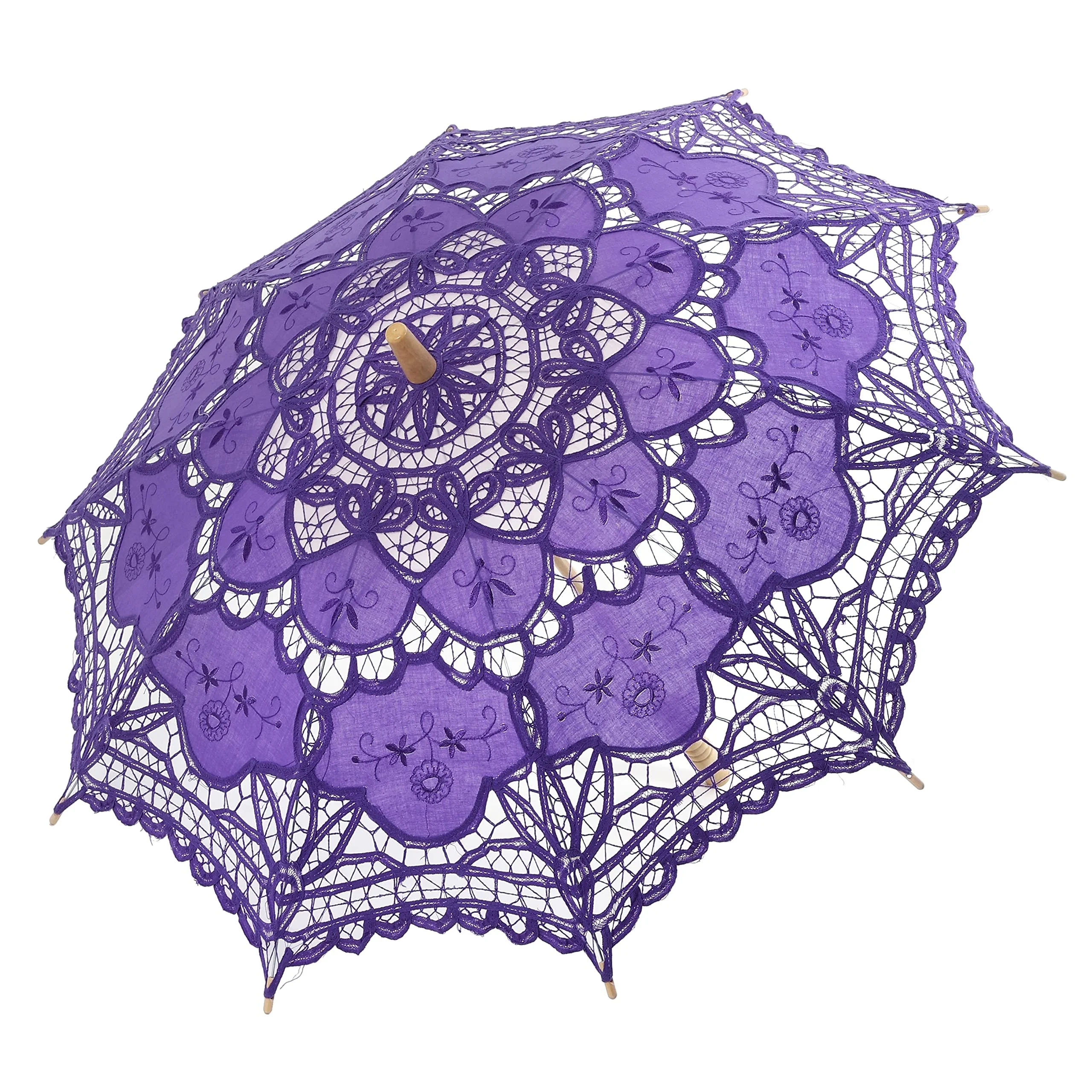 Purple Lace Umbrella Oem Newest Design Fabric Umbrellasfor Wedding Popular Crochet Umbrella
