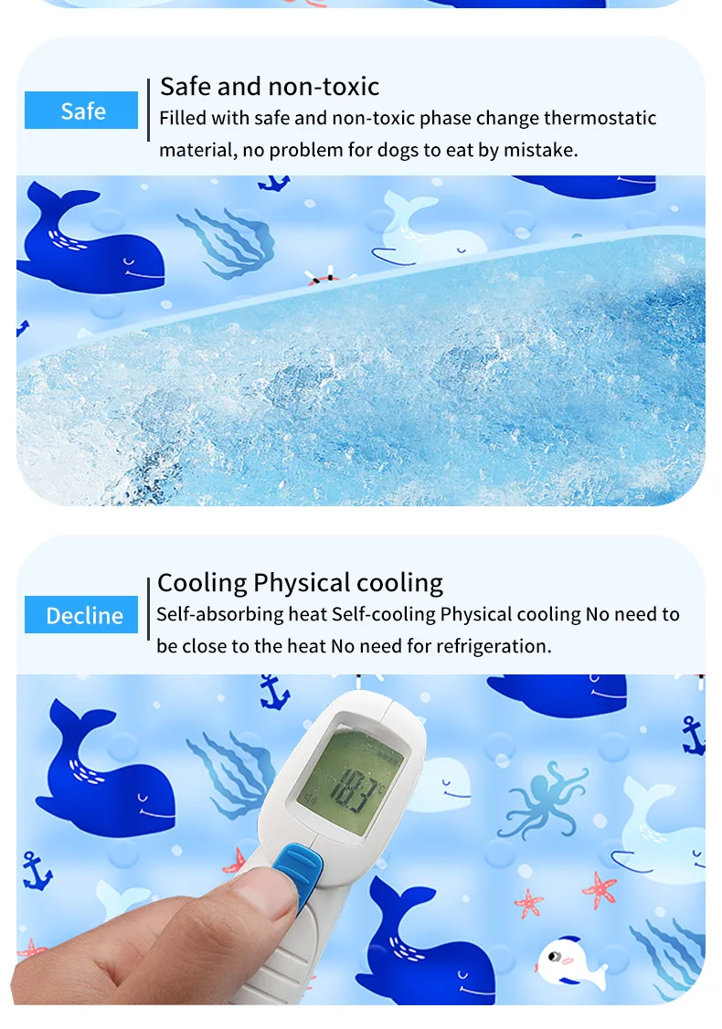 Foldable Reusable Non-toxic Ice Pads Cooling Dog Mat Pet Ice Pad Logo Opp Bag for Pets Customized SGS Solid Hand Wash Acceptale