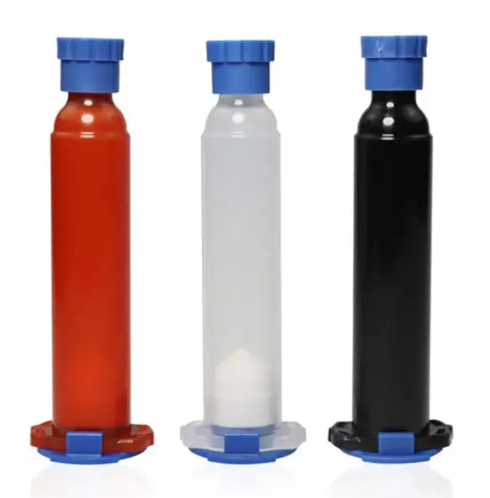 New  Us Style Adhesive Plastic Dispensing Adapter Glue 30Cc Transparent Cylinder Fluid Oral Dispenser Black Syringe Barrel