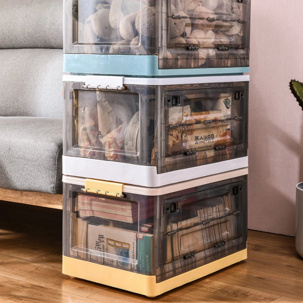 
Eco-Friendly Easy Open Foldable Plastic Stackable Bin, Wholesale Household Usage Books Storage Boxes 