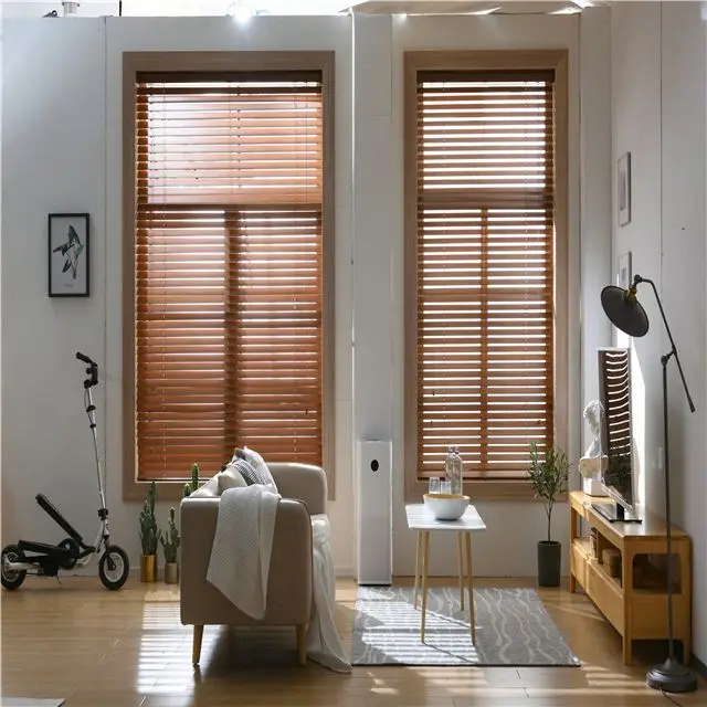 Wood Blinds Living Room Automatic Windows Horizontal Blinds Blinds Mini Ready-made Solid Venetian Octagonal Window PVC or Iron