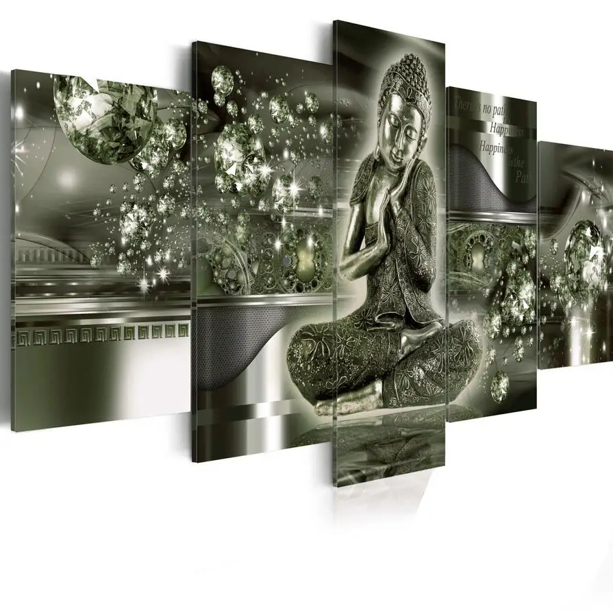 5 Piece Canvas Photo Prints Posters & Prints 3d buddha wall art canvas painting framed