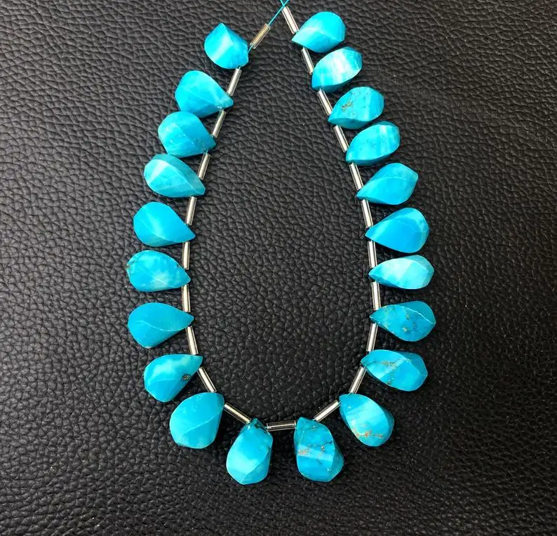 Turquoise Gemstone 21 Pieces Twisted Teardrop Shape Beads 2020 Wholesale Manufacturer Genuine High Quality