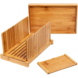 Custom Bamboo Bread Slicer Crumb Tray Bread Cutting Board Bread Slicing Guide For Wholesale