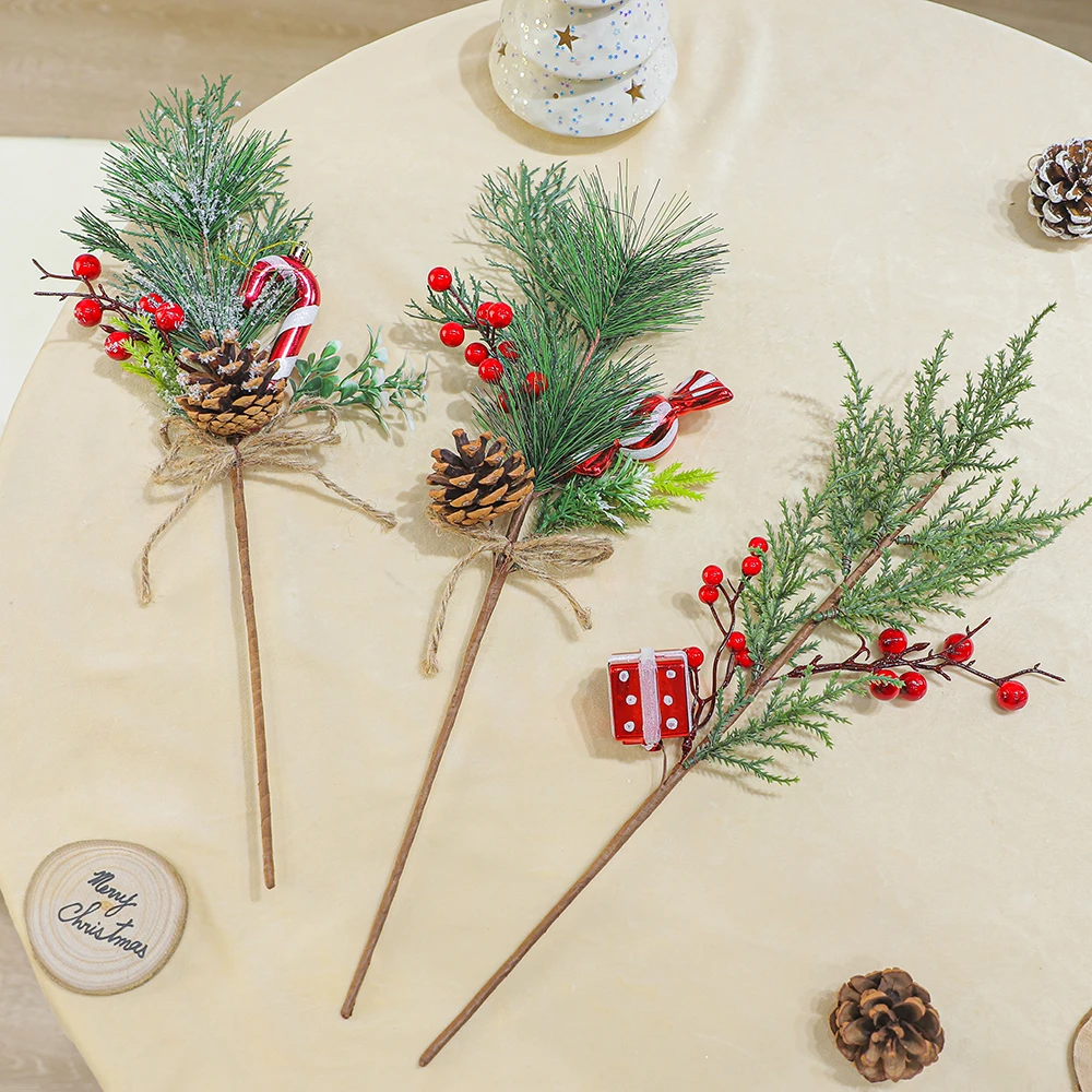 2024 New Arrive Red Fruit Bundle Branch Home Artificia 12 Designs Christmas Berries Branch Decorations