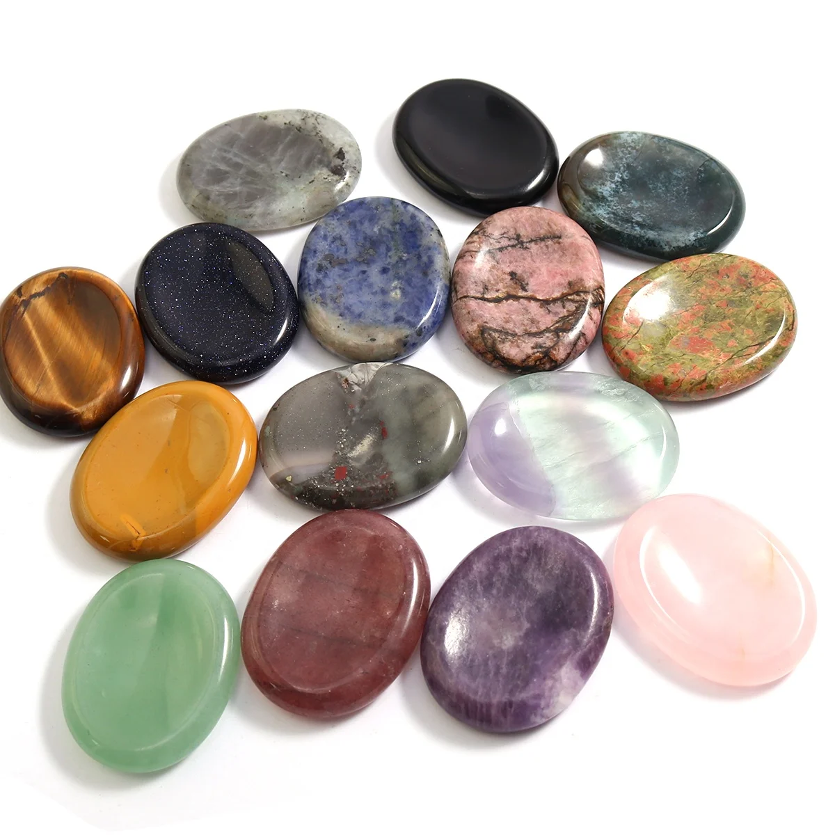 Crystal Worry Stone Thumb Gemstone Natural Healing Crystal Therapy Reiki Massage Chakra Worry Stone