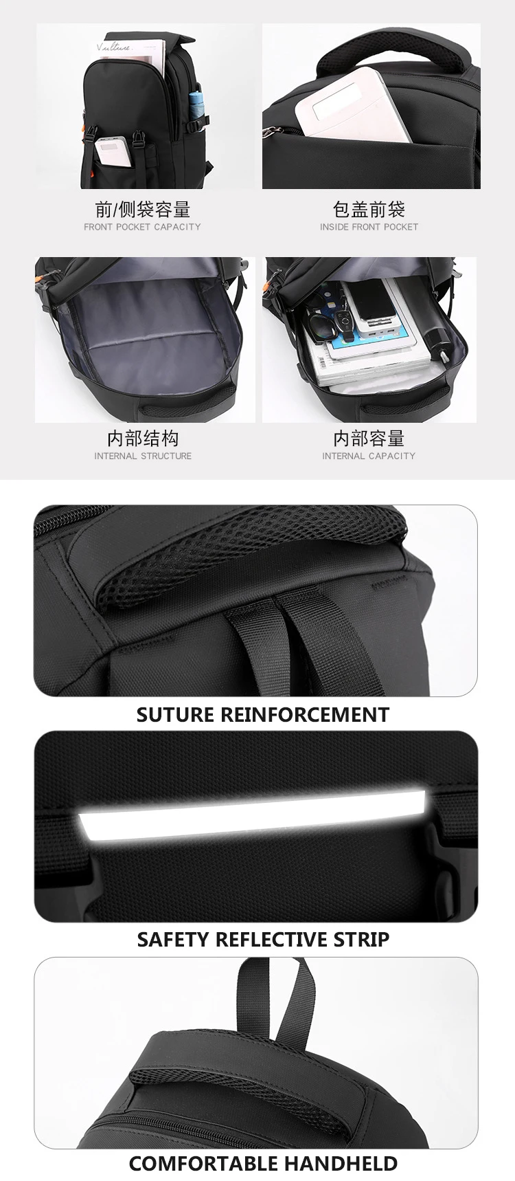 High Quality Business Computer Backpack Multiple Pocket USB Charger Port Laptop Backpack Shock Absorption Factory Wholesale