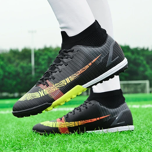 Professional High Top Ankle Football Breathable Fly Mesh Custom Soccer Cleats Shoe For Men