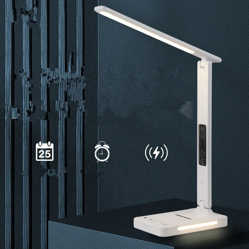 Modern Multifunctional Smart Usb Display Clock Table USB Lamp Portable Adjustable Foldable Office Table Reading Led Table Lamp