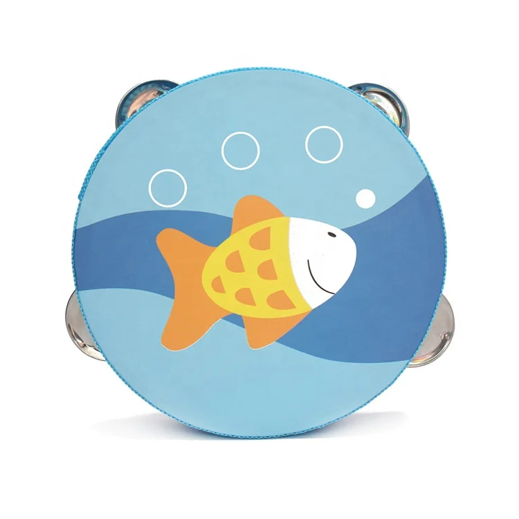 EN71 10cm Percussion Instrument  Cartoon Wooden tambourine Handheld Bell Musical