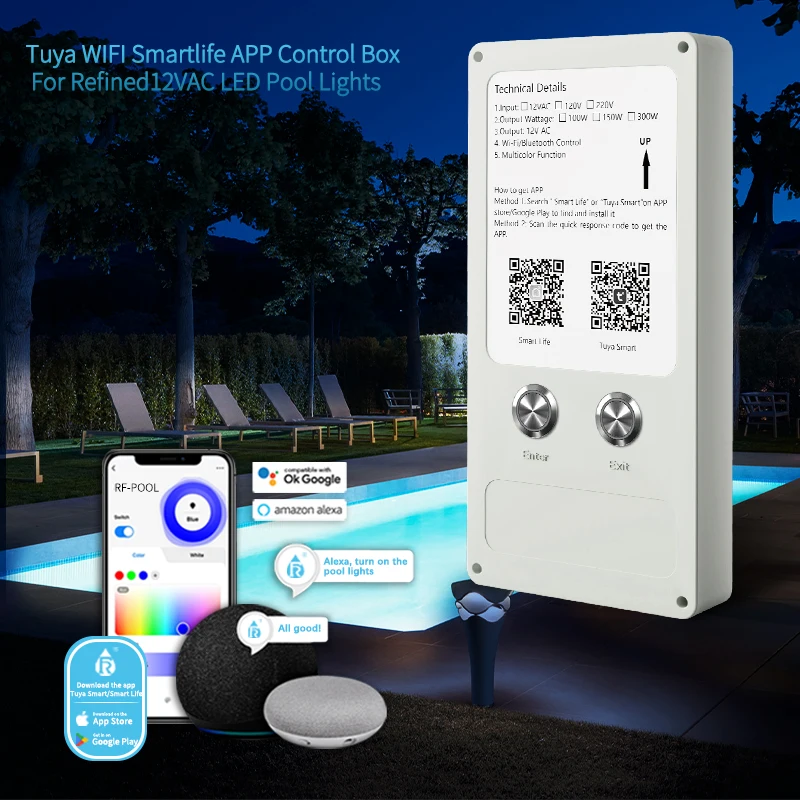 Refined Tuya WIFI APP Controlled IP68 Underwater Inground Niched PAR56 Super Slim 18Watt LED Swimming Pool Light with niche