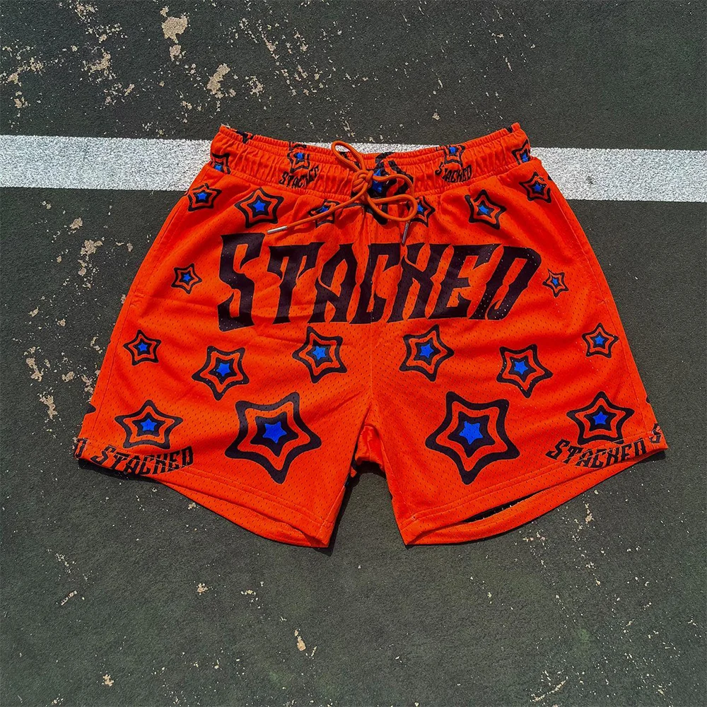 All-over print mesh shorts men Customized logo Fitness summer shorts men Polyester Breathable Quick Drying Shorts